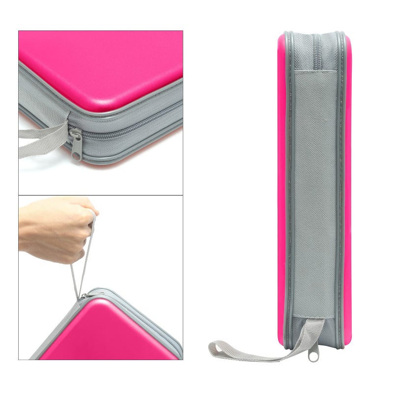 Siveit CD Case Holder, 80 Capacity CD/DVD Case Holders Wallet Hard Plastic CD DVD Disc Cases Storage Binder for Car Home Office Travel (Hot Pink) - Image 3